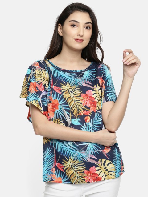 

ELLE Women Navy Blue Printed Top