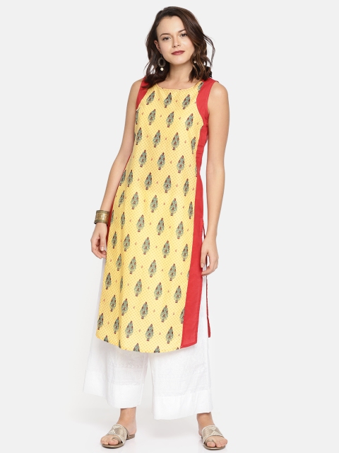 

AURELIA Women Yellow & Red Printed A-Line Kurta