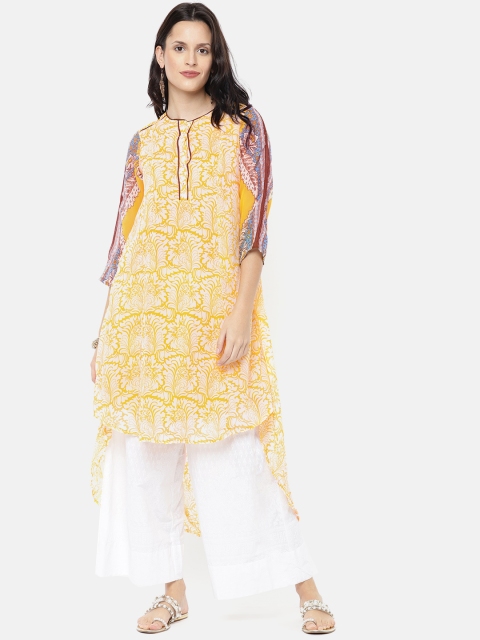 

Biba Women Yellow Printed A-Line Kurta