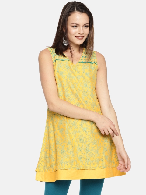 

Rangriti Yellow Printed Tunic