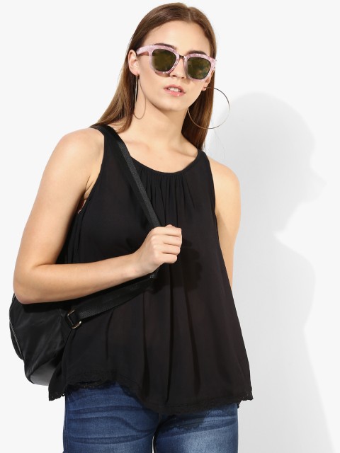 

Vero Moda Women Black Solid A-Line Top