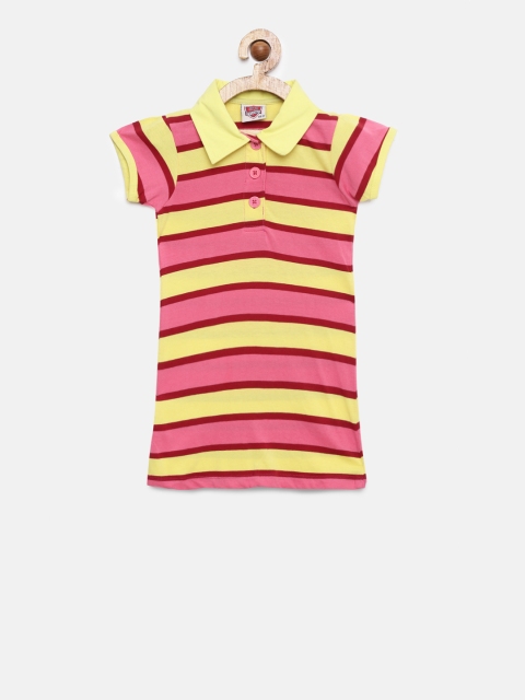 

612 league Girls Yellow & Pink Striped T-Shirt Dress