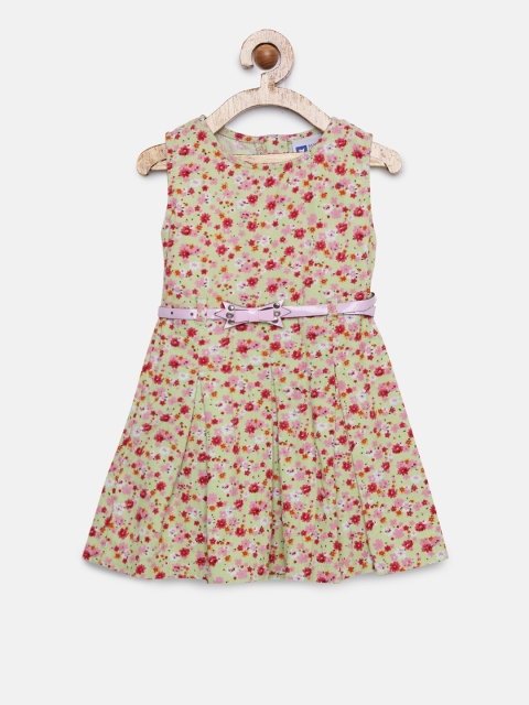 

612 league Girls Multicoloured Printed Fit-Flare Dress, Multi