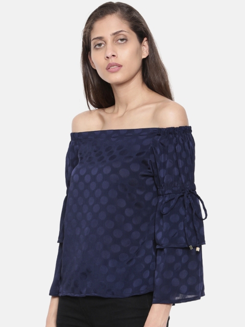 

Deal Jeans Women Navy Blue Printed Bardot Top