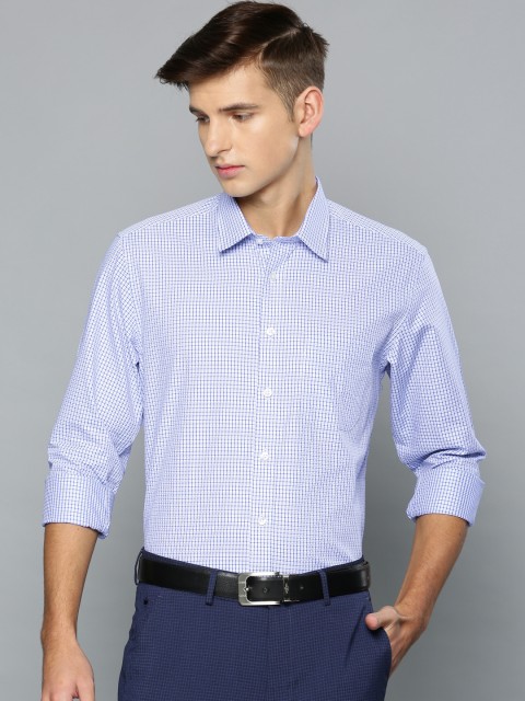 

Louis Philippe Men Blue Slim Fit Checked Formal Shirt