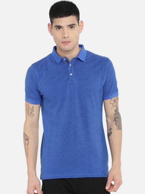 

Lee Men Blue Printed Polo Collar T-shirt
