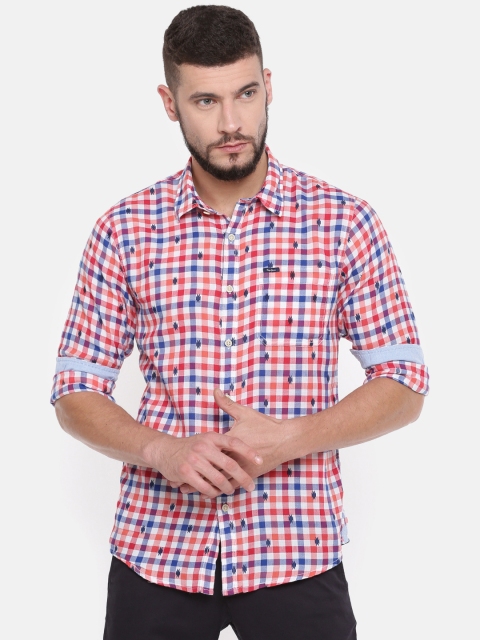 

Pepe Jeans Men White & Red Slim Fit Checked Casual Shirt