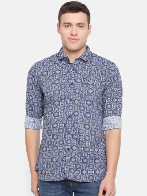 

Allen Solly Men Navy Blue Slim Fit Printed Casual Shirt