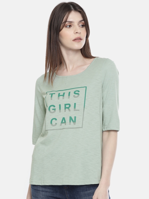 

Vero Moda Women Green Printed Styled Back Top