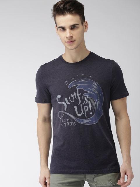 

Celio Men Navy Blue Printed Round Neck T-shirt
