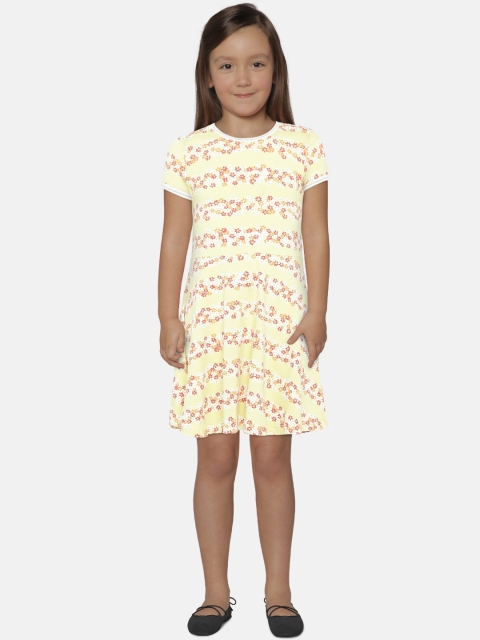 

Gini and Jony Girls Yellow Printed A-Line Dress