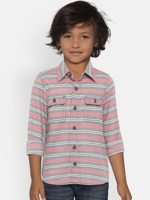

The Childrens Place Boys Grey Regular Fit Striped Casual Shirt