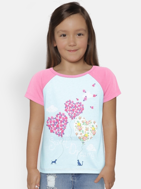

The Childrens Place Girls Blue Printed Top