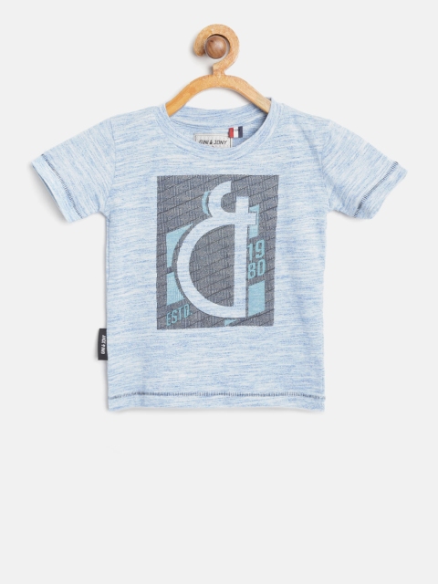 

Gini and Jony Boys Blue Printed Round Neck T-shirt