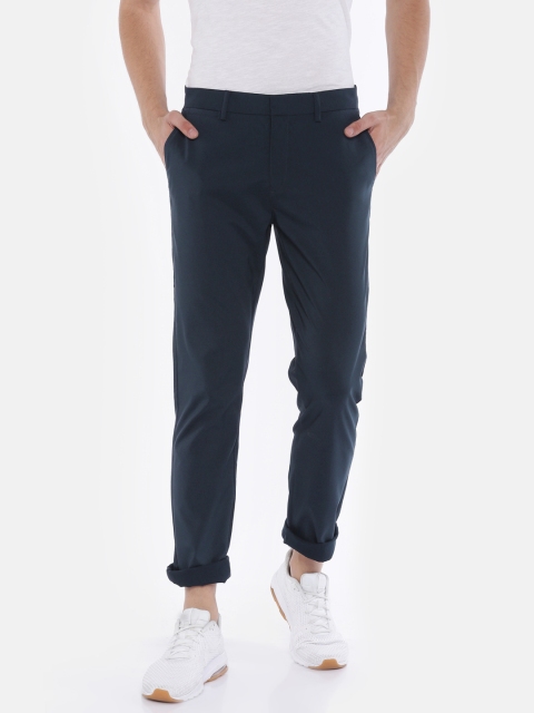 

U.S. Polo Assn. Men Navy Blue Regular Fit Solid Regular Trousers