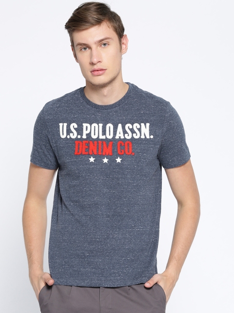 

U.S. Polo Assn. Men Navy Blue Applique Detail Round Neck T-shirt