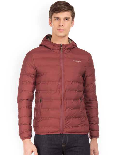 

U.S. Polo Assn. Men Maroon Solid Puffer Jacket