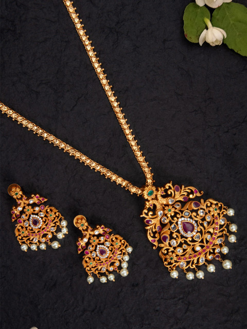 

Rubans Gold-Plated & Pink Metal Antique Jewellery Set