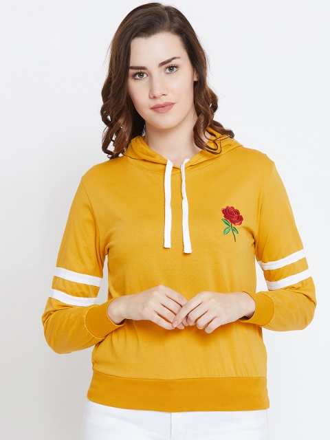 

The Dry State Women Yellow Solid Hooded Sweatshirt