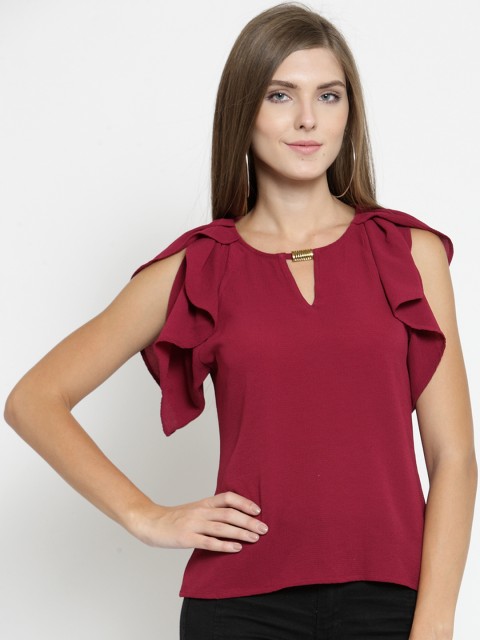

Latin Quarters Women Maroon Solid Top