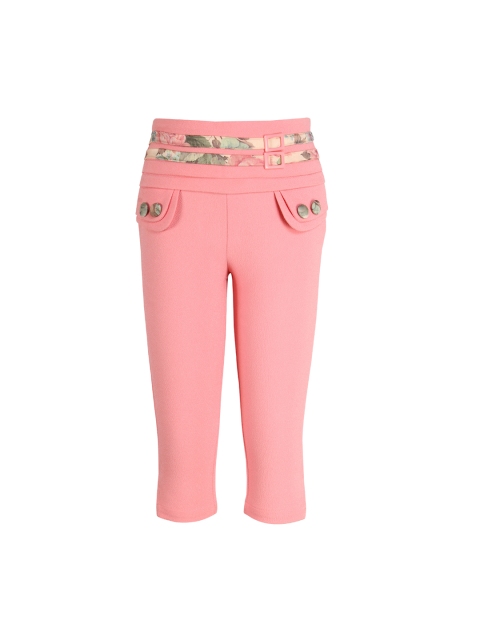 

CUTECUMBER Girls Pink Solid Regular Fit Capris