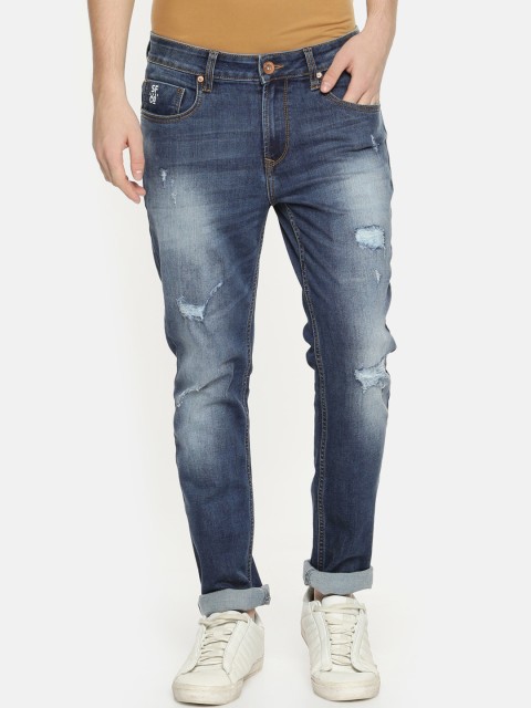 

SF JEANS by Pantaloons Men Navy Blue Skinny Fit Mildly Distressed Stretchable Jeans