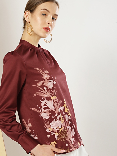 

her by invictus Women Maroon Printed Top