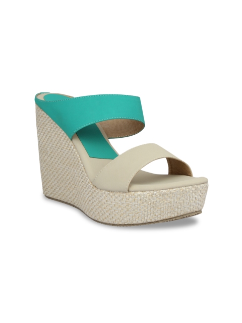 

pelle albero Women Beige & Green Colourblocked Sandals