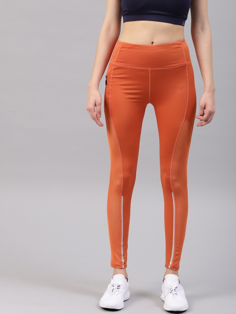

HRX by Hrithik Roshan Women Rust Orange Solid Rapid-Dry Running Intermediate Tights