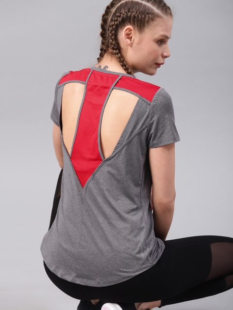

HRX by Hrithik Roshan Women Grey Solid Styled Back Top