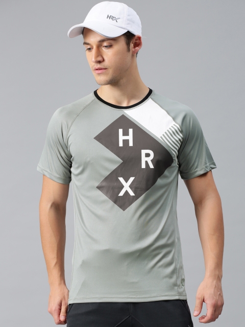 

HRX by Hrithik Roshan Men Grey Printed Rapid-Dry Running T-shirt