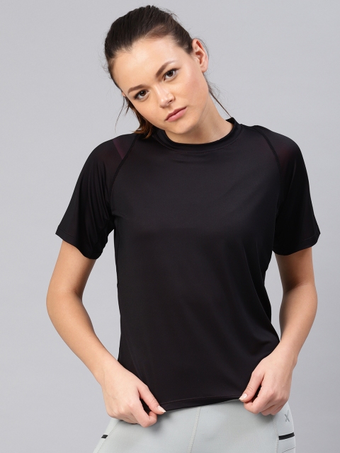 

HRX by Hrithik Roshan Women Black Solid Round Neck Training T-shirt