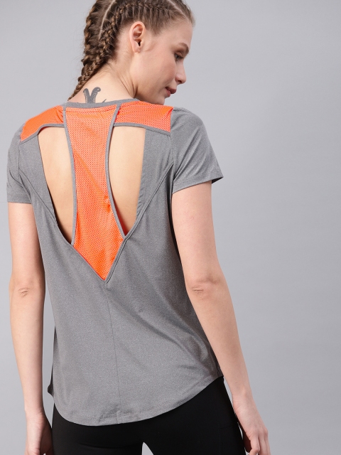 

HRX by Hrithik Roshan Women Grey Solid Styled Back Top