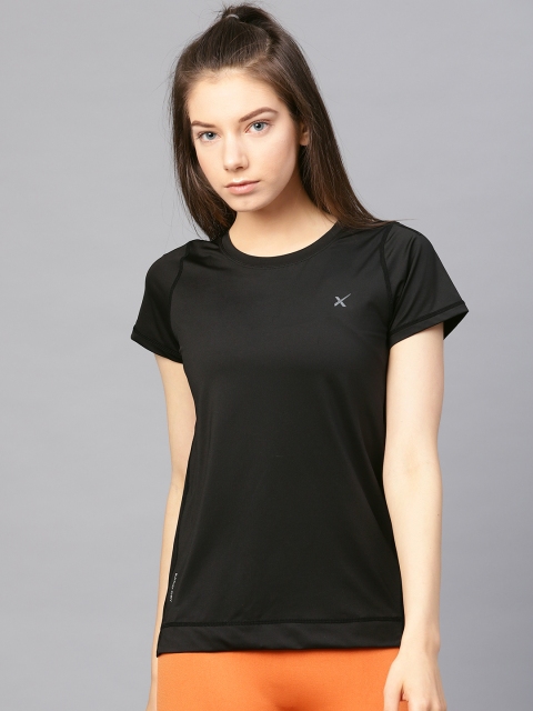 

HRX by Hrithik Roshan Women Black Solid Round Neck T-shirt