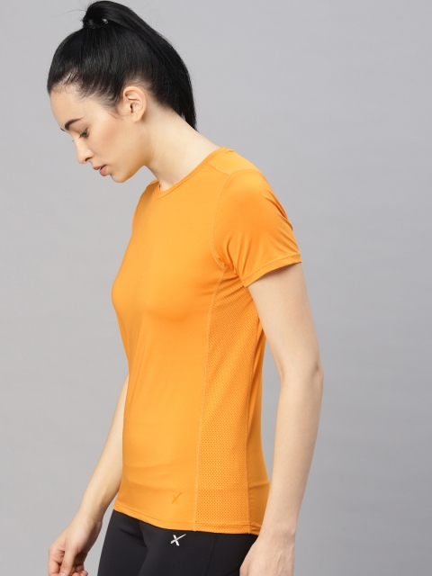 

HRX by Hrithik Roshan Women Yellow Solid Round Neck Rapid Dry T-shirt