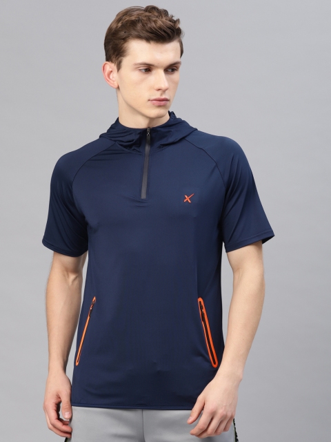 

HRX by Hrithik Roshan Men Navy Blue Running Intermediate Hooded T-shirt