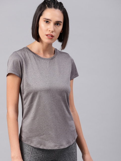 

HRX by Hrithik Roshan Women Grey Solid Round Neck Running T-shirt