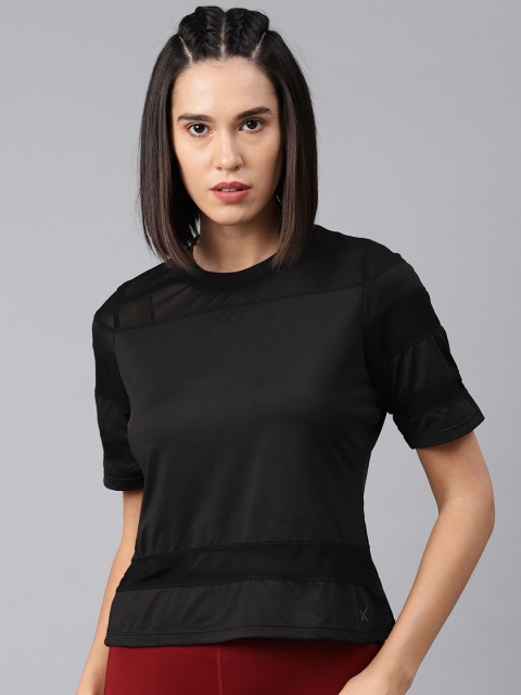 

HRX by Hrithik Roshan Women Black Solid Round Neck Rapid-Dry Top