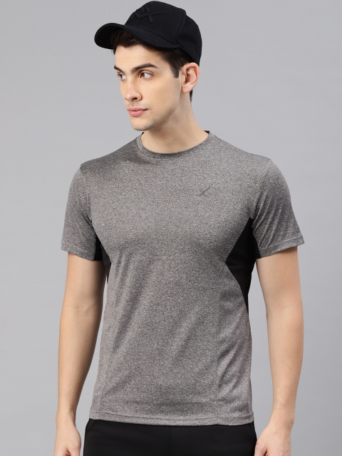 

HRX by Hrithik Roshan Men Grey Solid Round Neck T-shirt