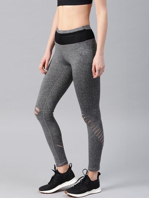 

HRX by Hrithik Roshan Women Grey Melange Solid Training Tights