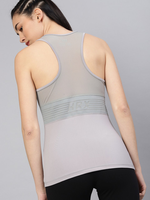 

HRX by Hrithik Roshan Women Grey Solid Running Tank Top