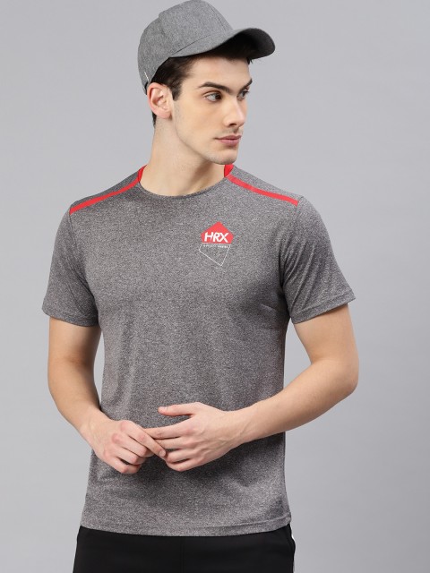 

HRX by Hrithik Roshan Men Grey Solid Round Neck T-shirt