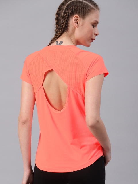 

HRX by Hrithik Roshan Women Orange Solid Round Neck T-shirt