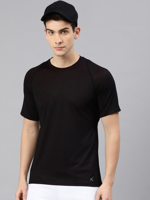 

HRX by Hrithik Roshan Men Black Solid Round Neck Running T-shirt