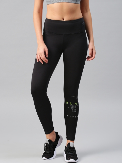 

HRX by Hrithik Roshan Women Black Rapid-Dry Cropped Running Tights