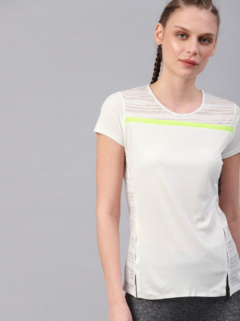 

HRX by Hrithik Roshan Women White Solid Round Neck T-shirt