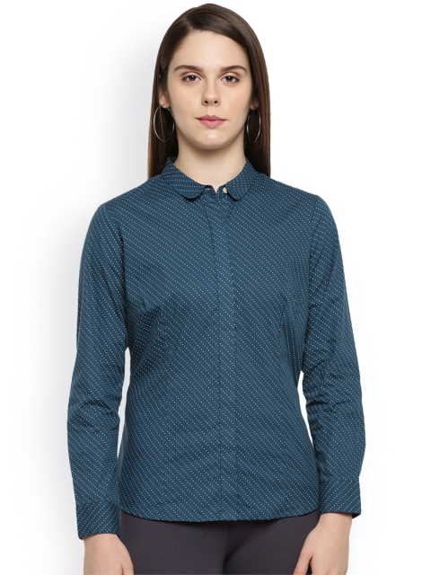 

Annabelle by Pantaloons Women Blue Regular Fit Printed Formal Shirt