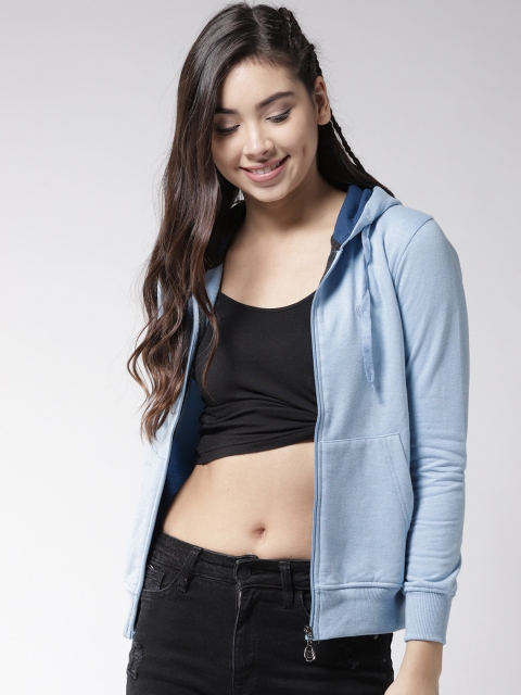 

Fort Collins Women Blue Solid Hooded Sweatshirt