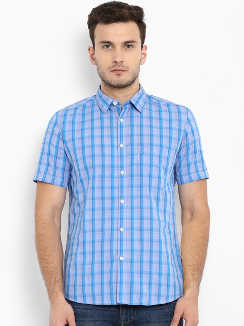 

Parx Men Blue Slim Fit Checked Casual Shirt