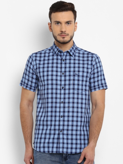 

Parx Men Blue Slim Fit Checked Casual Shirt